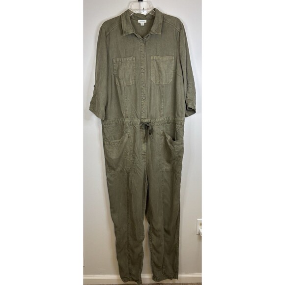SUNDANCE Wayside Cargo Utility Jumpsuit XL Green Vintage Wash Roll Tab Coveralls - Picture 2 of 15
